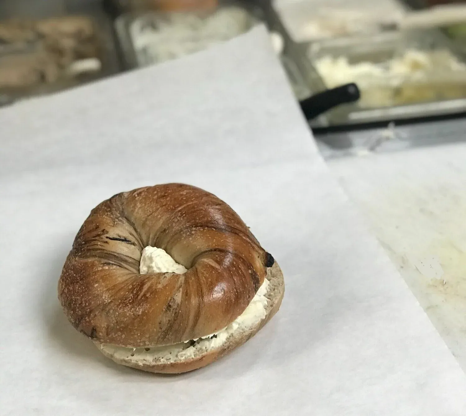Cinnamon raisin with cream cheese bagel