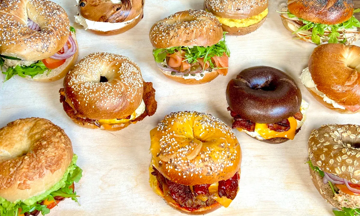 Bagel breakfast spread