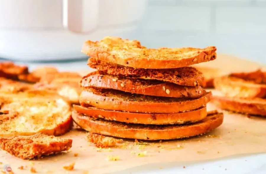 Homemade bagel chips from leftover bagels