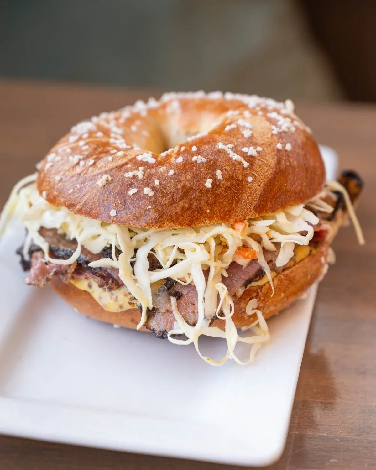 Creative bagel topping at Gotham Bagels