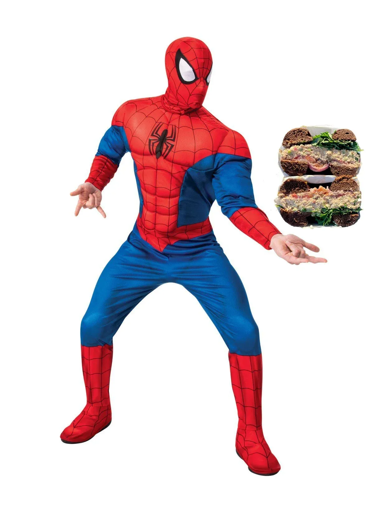 Spiderman illustration with a bagel sandwich