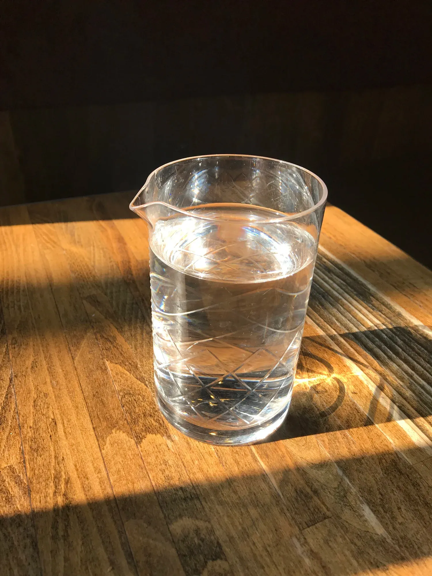Glass of water on a table
