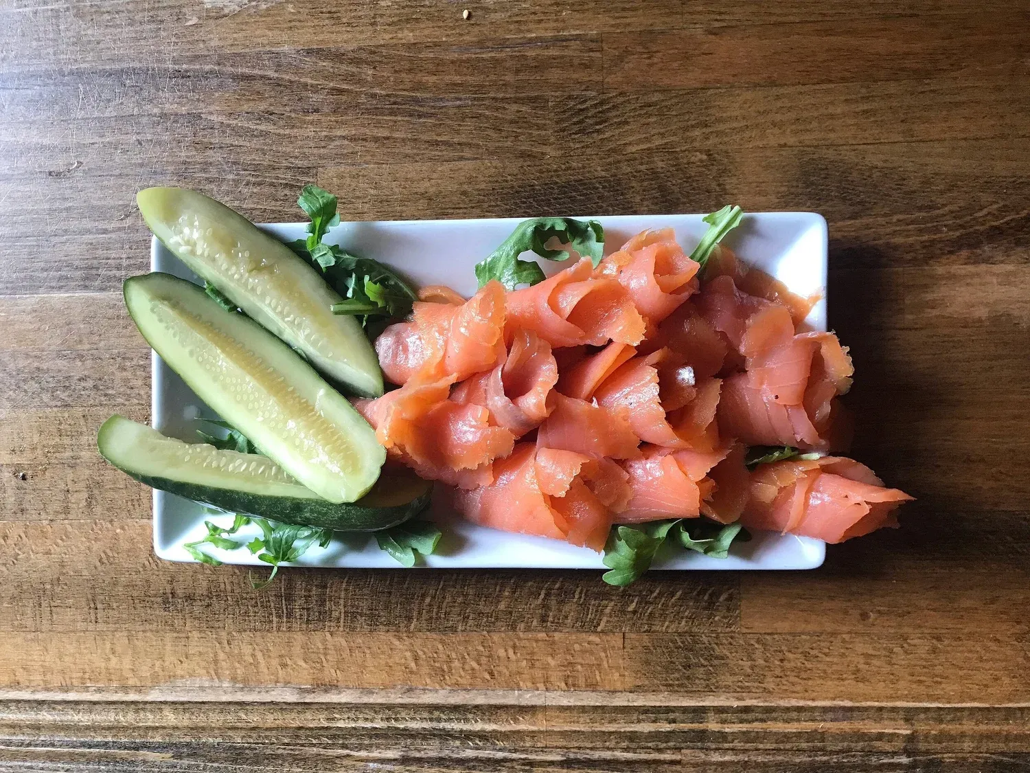 Nova lox served with pickles
