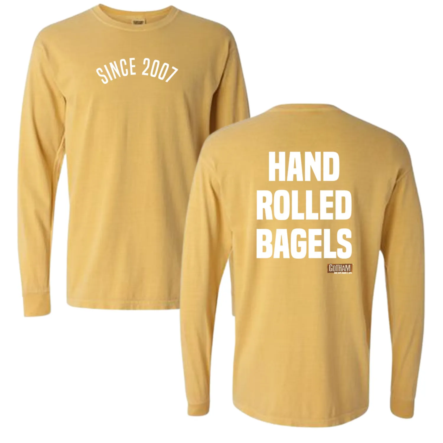 Mustard-colored Gotham Bagels Since 2007 tee