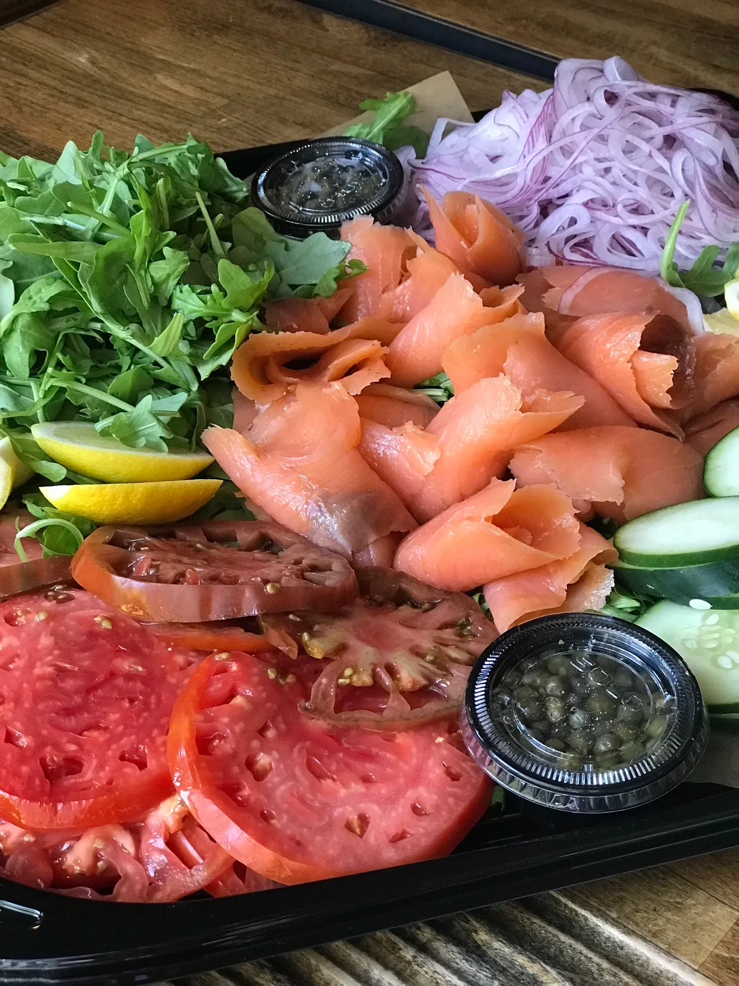 Sliced smoked salmon lox