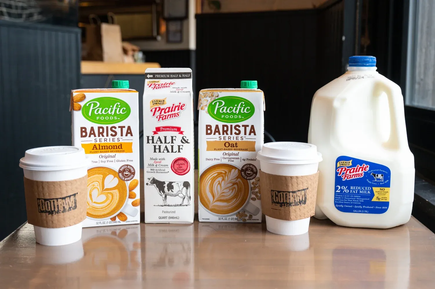 Different milk options for latte drinks
