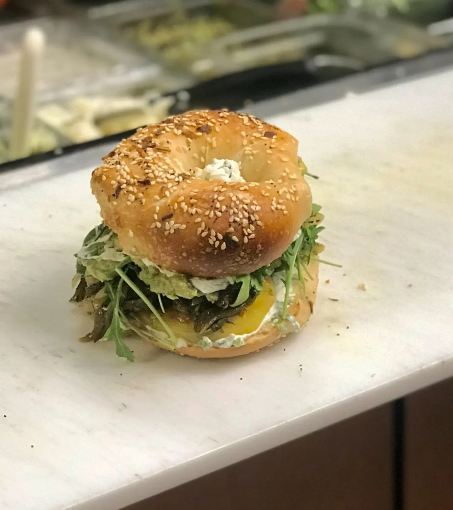 Vegan bagel sandwich from Gotham Bagels