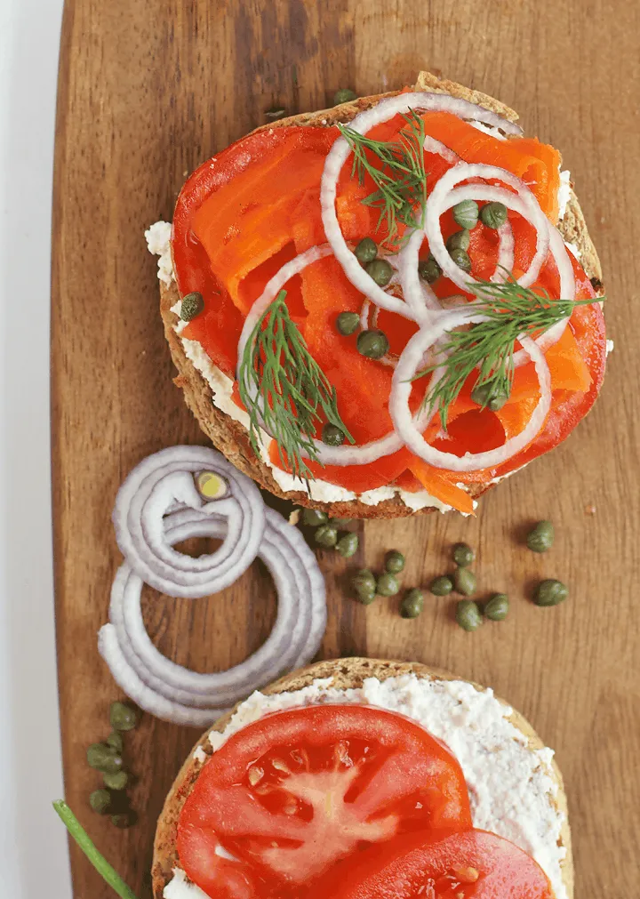 Vegan lox alternative on a bagel