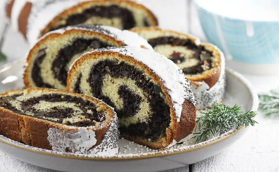 Traditional Polish poppy seed cake (makowiec)
