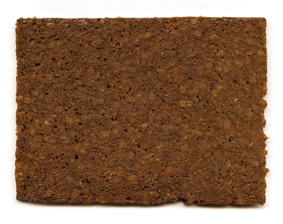 Traditional German pumpernickel bread slice