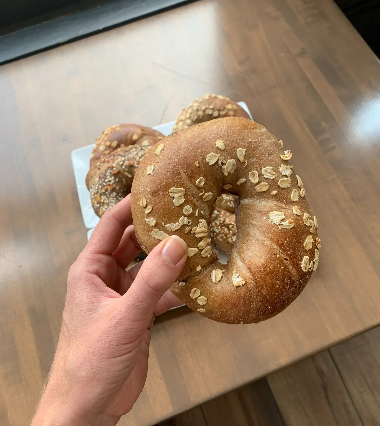 Honey whole wheat bagels from Gotham Bagels
