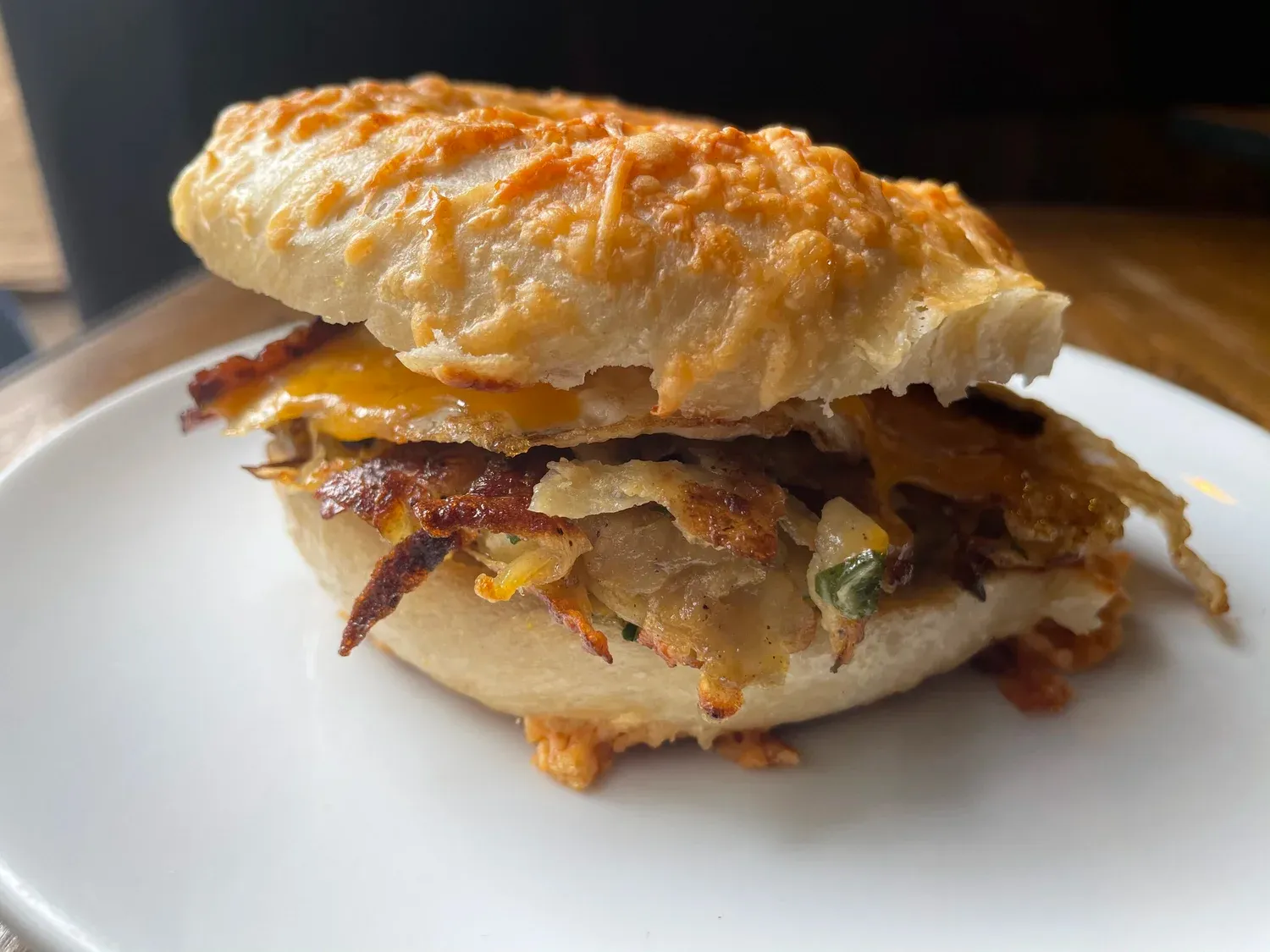 Rocky’s Deli sandwich on asiago bagel