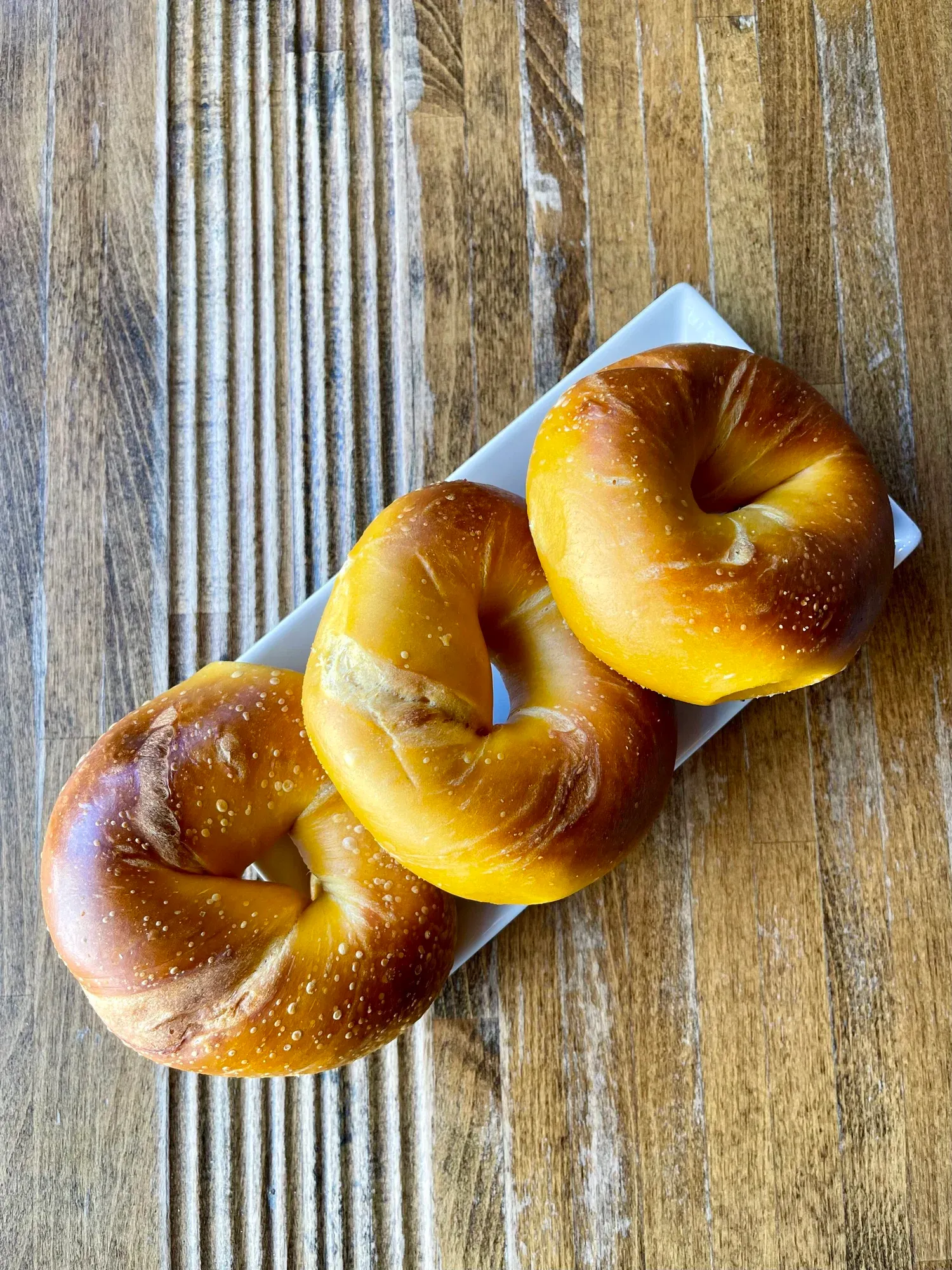 Egg bagels from Gotham Bagels