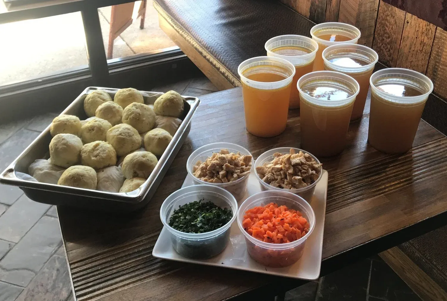Making matzo ball soup at Gotham Bagels