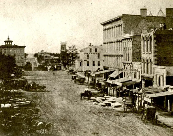 Madison, Wisconsin street scene in the 1850s