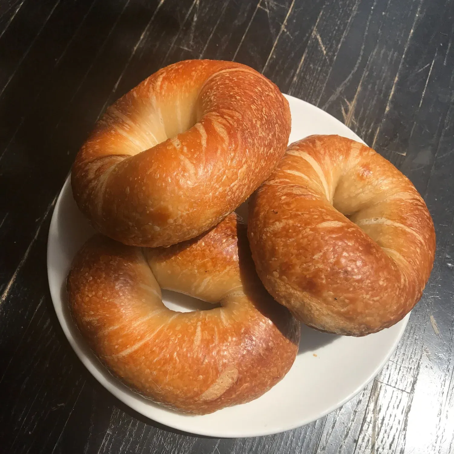 Plain bagels close-up