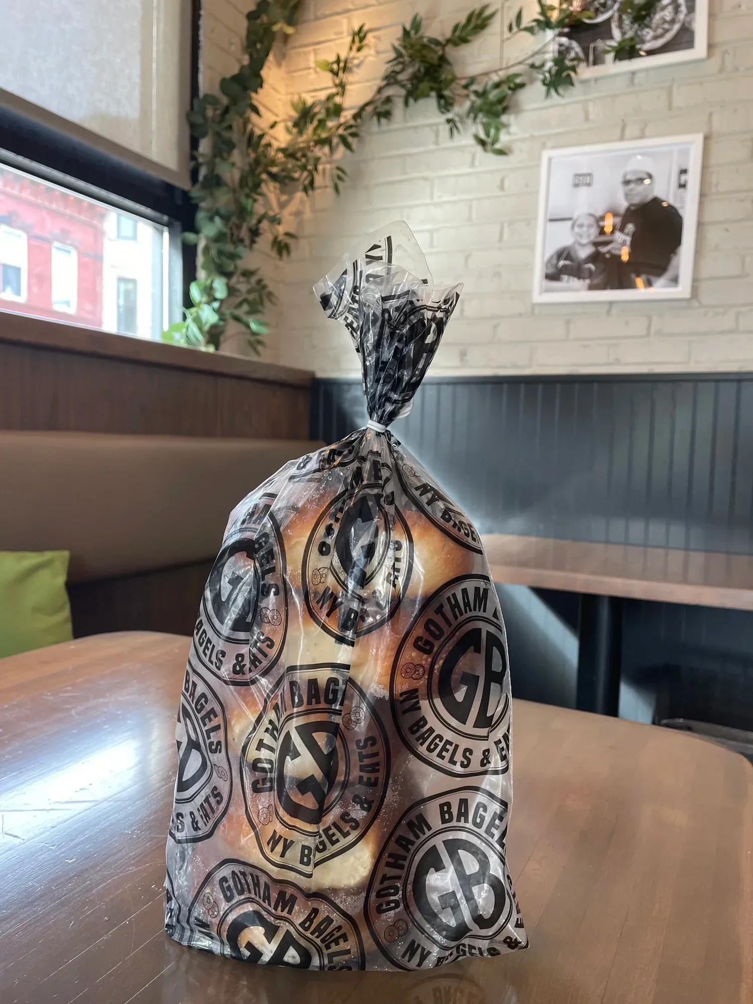 Bag of frozen bagels from a grocery store
