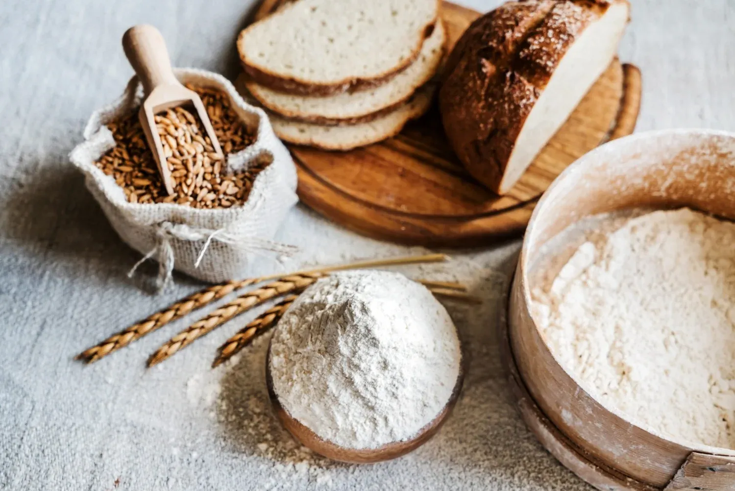 Organic flour in a bowl
